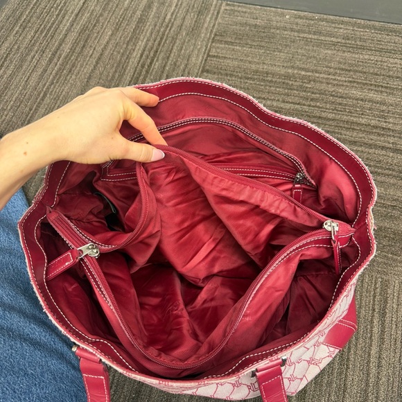 Ralph Lauren Wine Red Tote Bag with RLL Monogram Leather Silver Hardware - Picture 14 of 14